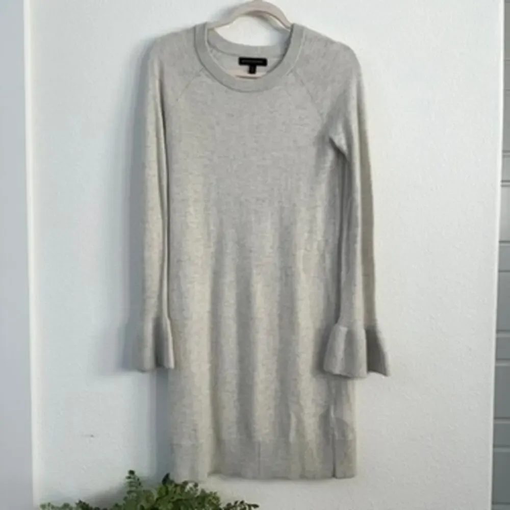 Banana Republic Tall‎ Sweater Dress Light Gray Merino Wool Cashmere S Minimalist
